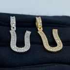 14K Gold Initial U Diamond Baguette Pendant - additional product view 4
