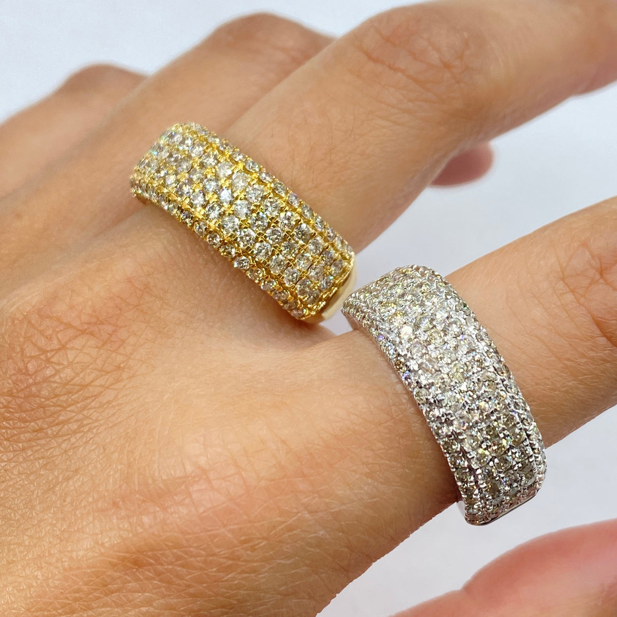 14K Gold 8mm Iced Stack Diamond Ring Band - additional product view 2