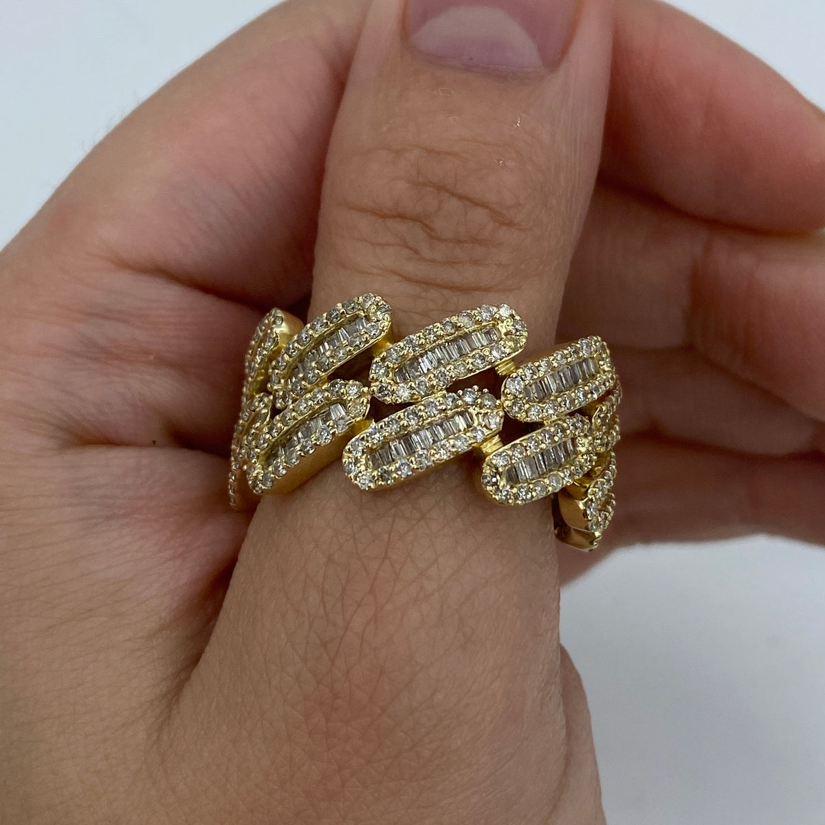 14K Gold Eternity Cuban Link Diamond Ring - additional product view 4