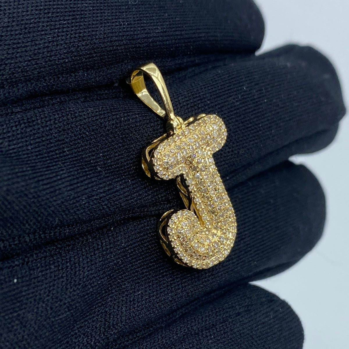 Initial J Bubble Diamond Pendant - additional product view 4