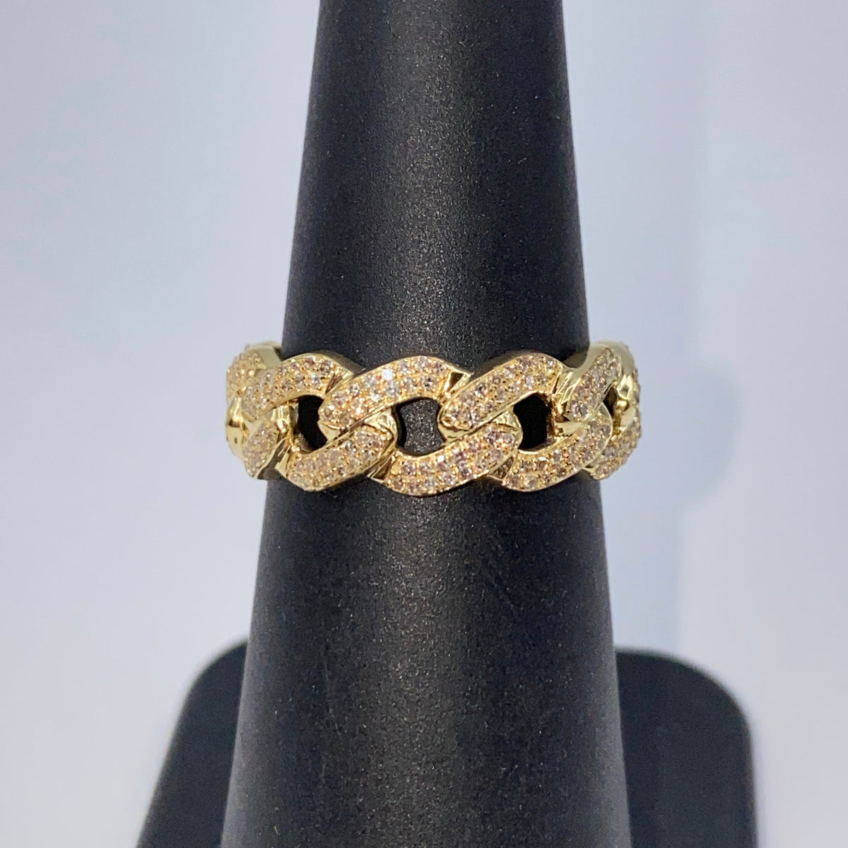 10K Gold Cuban Link Diamond Ring - additional product view 8