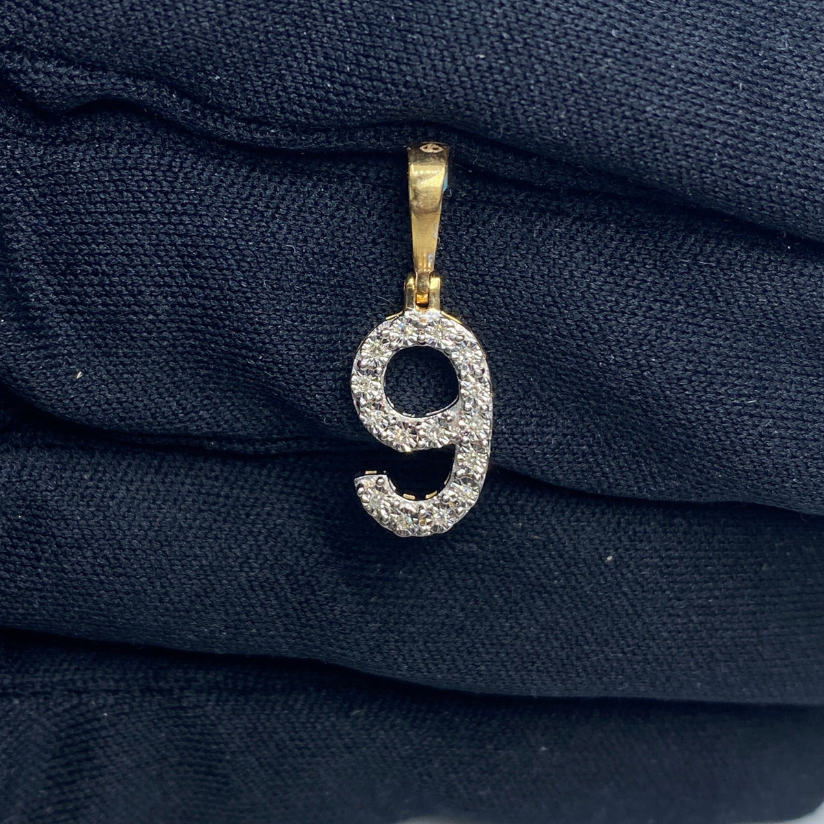 14K Gold Number 9 Diamond Pendant - additional product view 2