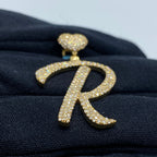 14K Gold Initial R Script Heart Diamond Pendant - additional product view 4