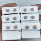 14K Gold 3D Circle Halo Diamond Baguette Earrings - main product photo