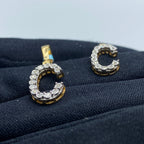 14K Gold Single Stone Initial C Diamond Pendant - additional product view 5