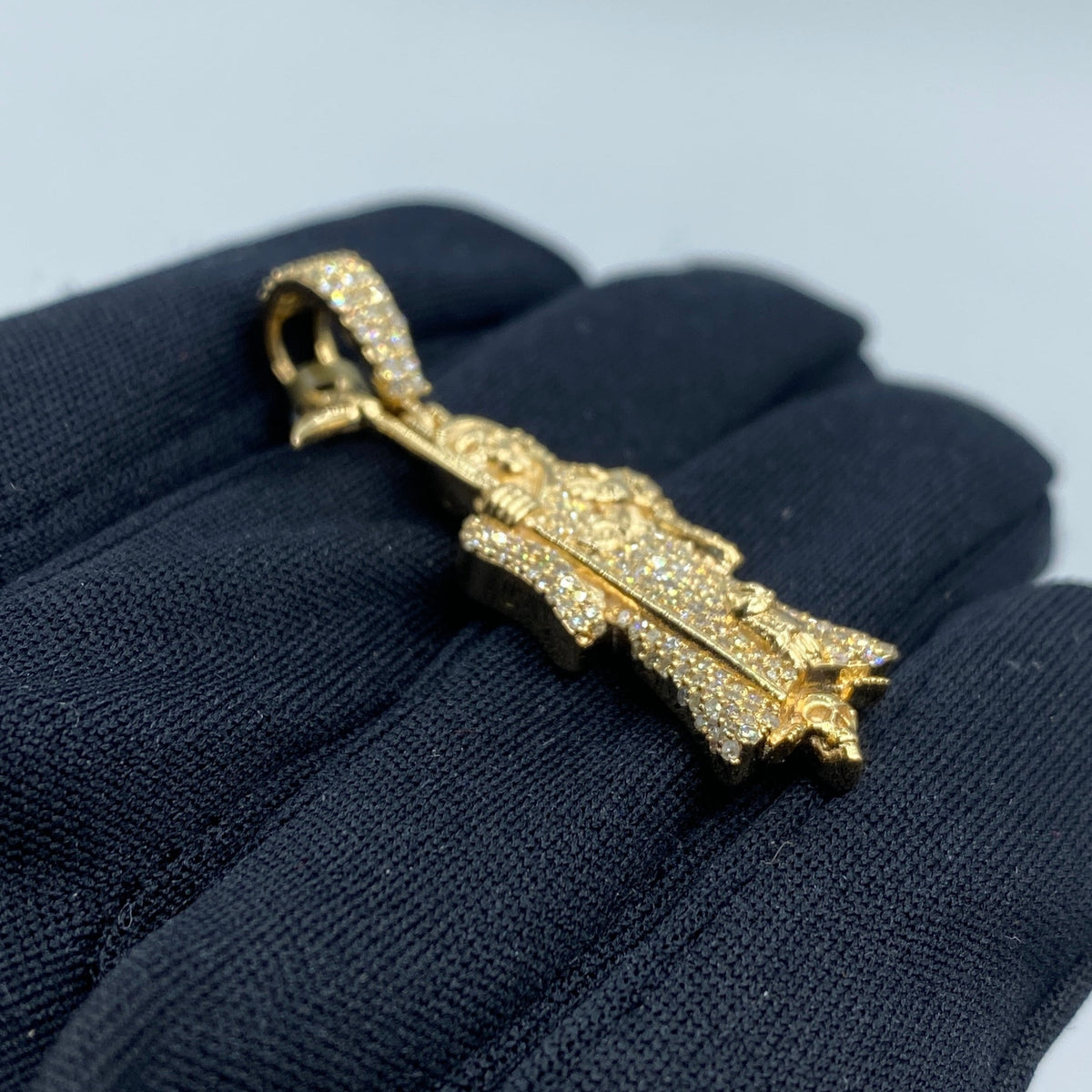 10K Gold Santa Muerte Grim Reaper Diamond Pendant - additional product view 3