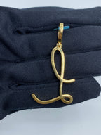 14K Gold Initial L Large Script Diamond Pendant - additional product view 4