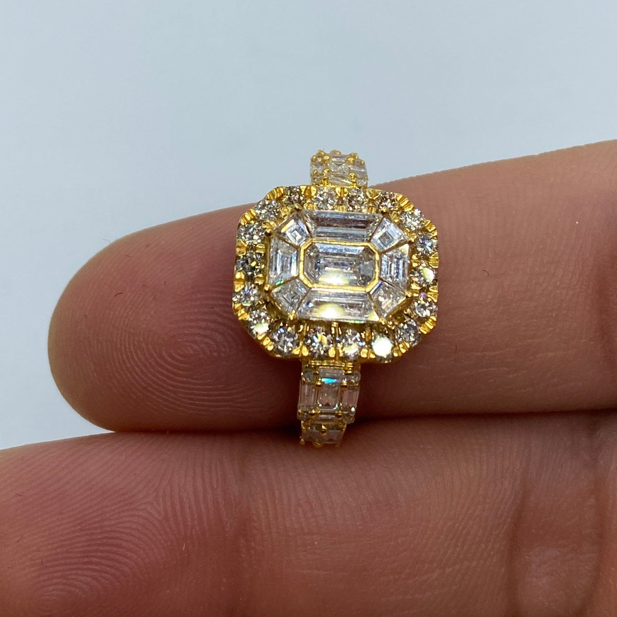 14K Gold Rectangle Diamond Baguette Engagement Ring - additional product view 4