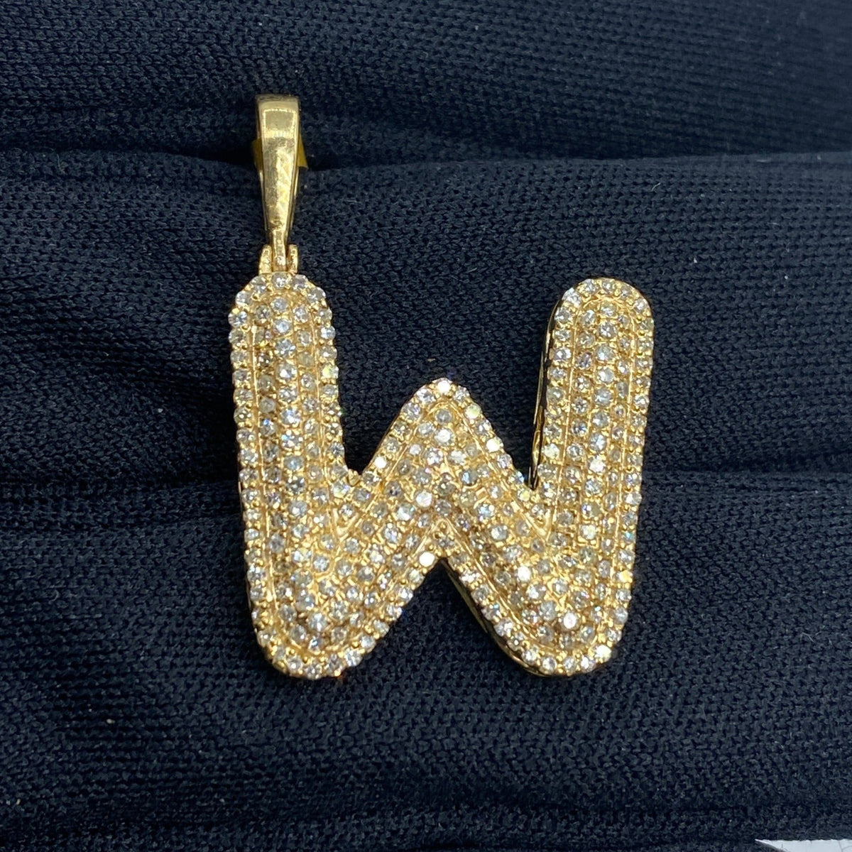 Initial W Bubble Diamond Pendant - additional product view 2