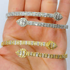 Pear Shape Diamond Baguette Bangle Bracelet 6.5 in - additional product view 5