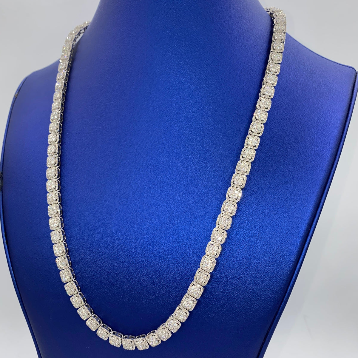 10K Gold Square Tower Diamond Tennis Chain Necklace - additional product view 2