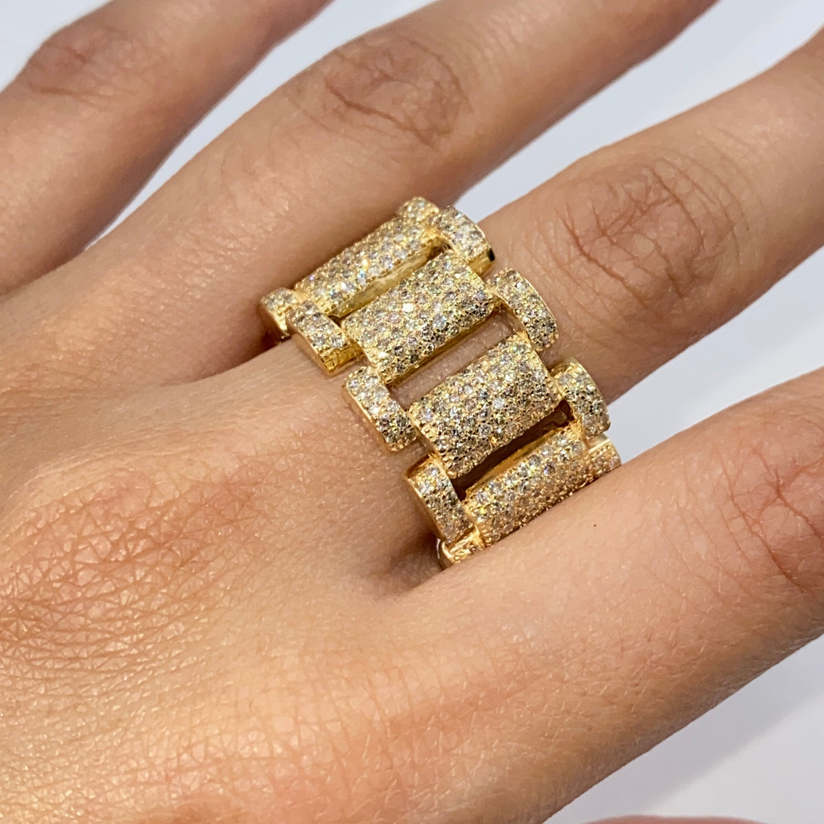 10K Gold/14K 15mm Watchband Diamond Ring in yellow gold, 10K - close-up product photo