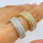14K Gold 7.4mm Iced Stack Diamond Ring Band - additional product view 3