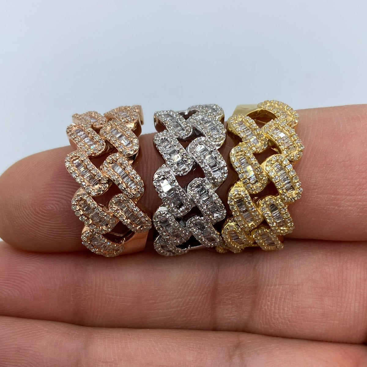 10K Gold Chubby Cuban Link Diamond Baguette Ring - additional product view 4