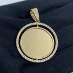 14K Gold Spinning Circle Picture Photo CZ Pendant - additional product view 2