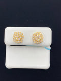 10K Gold Round Diamond Stud Earrings in yellow gold - close-up product photo