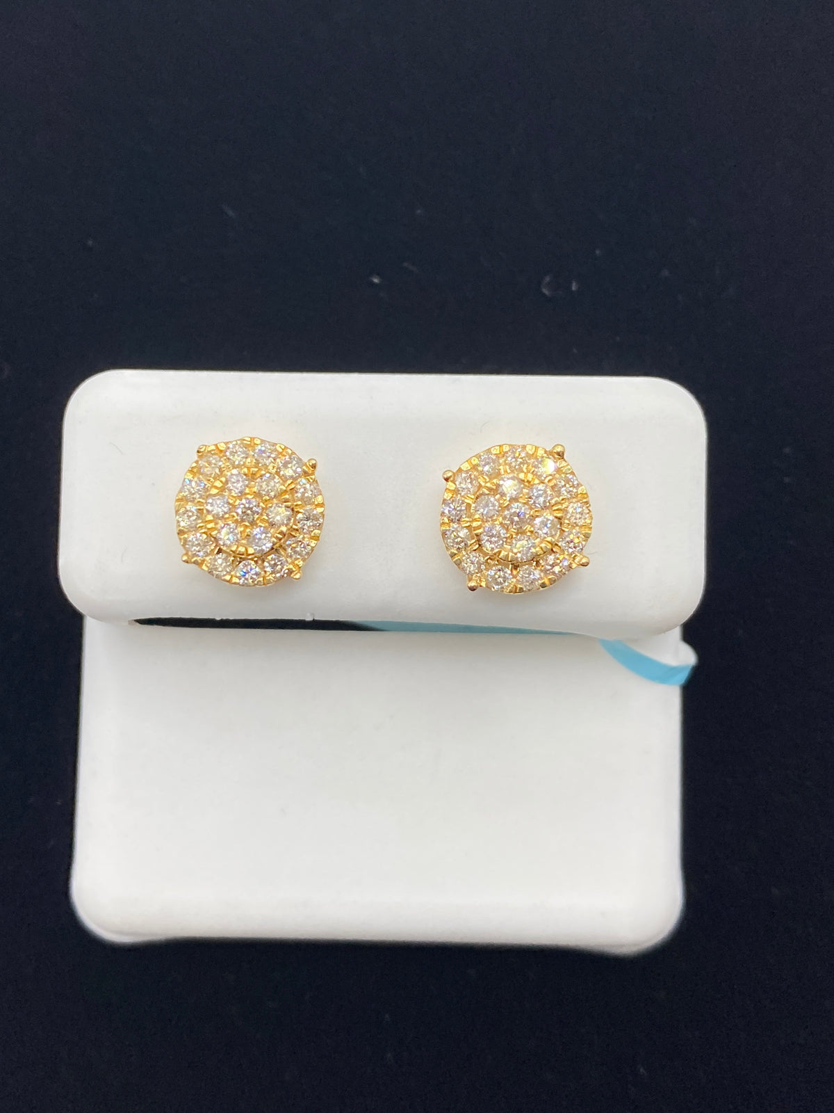 10K Gold Round Diamond Stud Earrings in yellow gold - close-up product photo