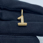14K Gold Number 1 Diamond Baguette Pendant - additional product view 4