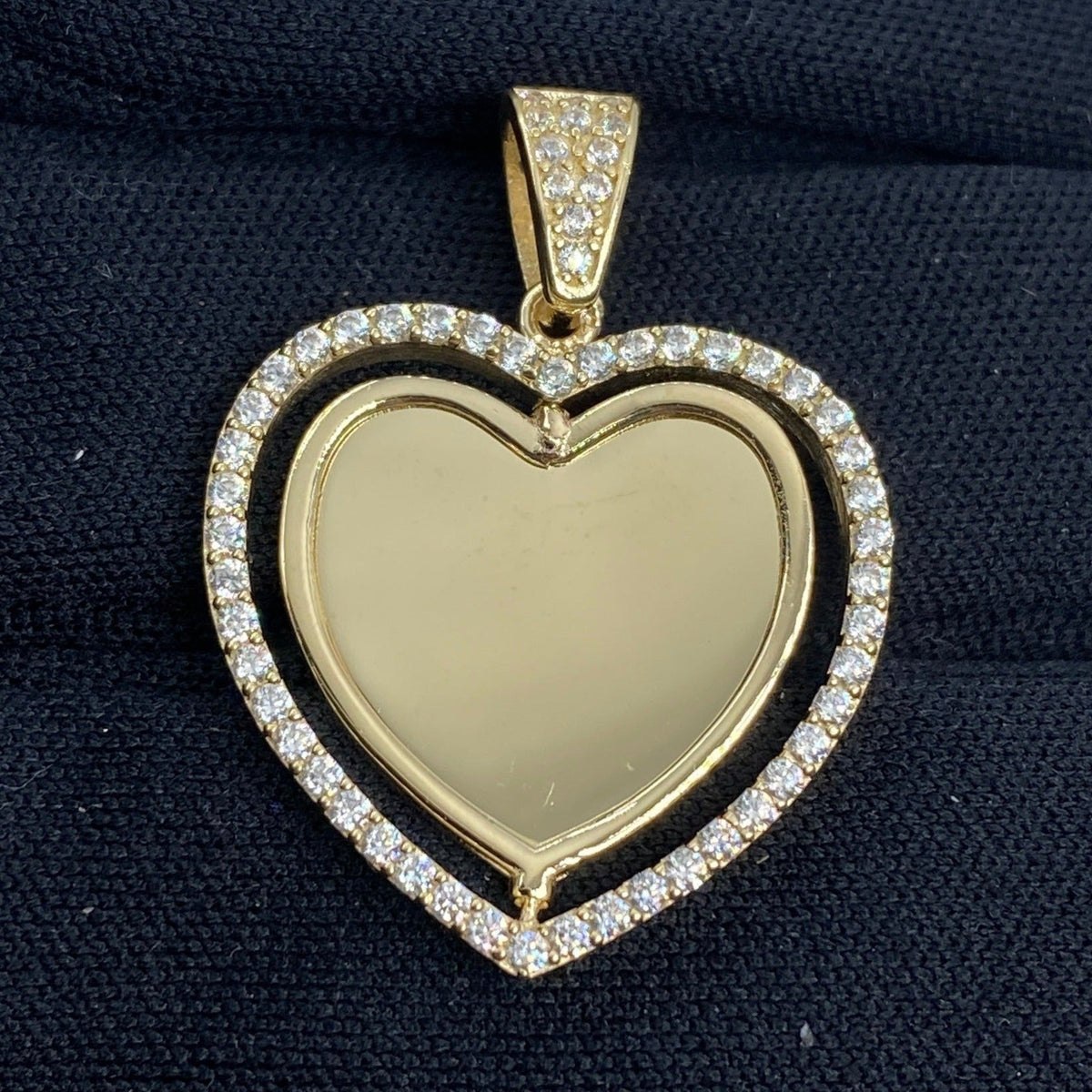 14K Gold Spinning Heart Picture Photo CZ Pendant - additional product view 2