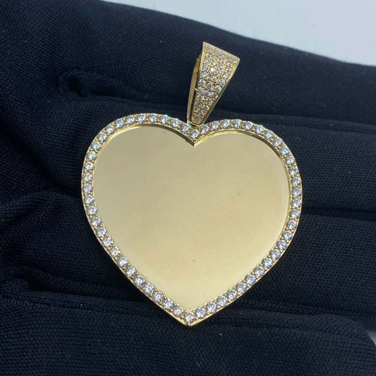 10K Gold Heart Picture Photo CZ Pendant - additional product view 2