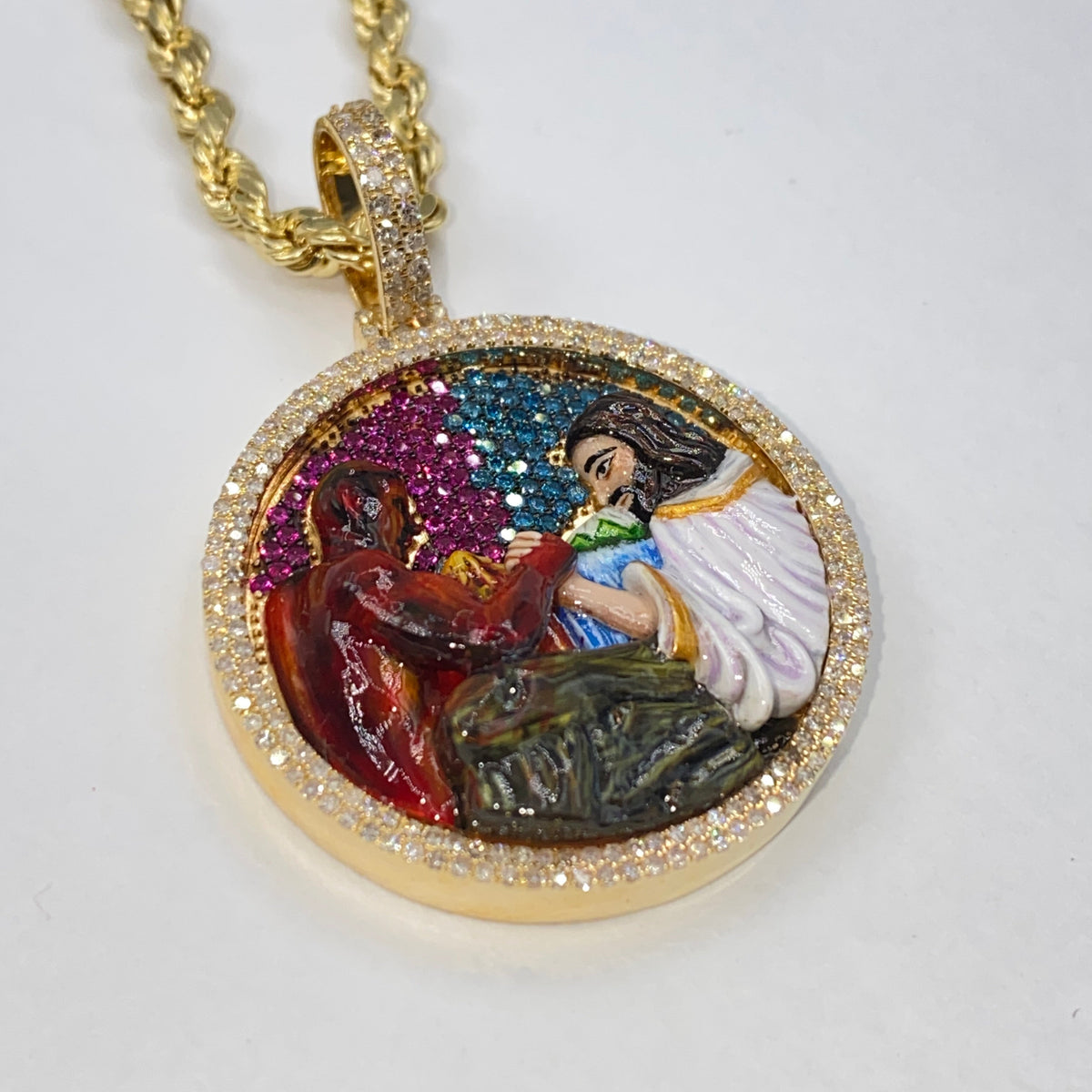 14K Gold Salvation Jesus Diamond Circle Pendant - additional product view 4
