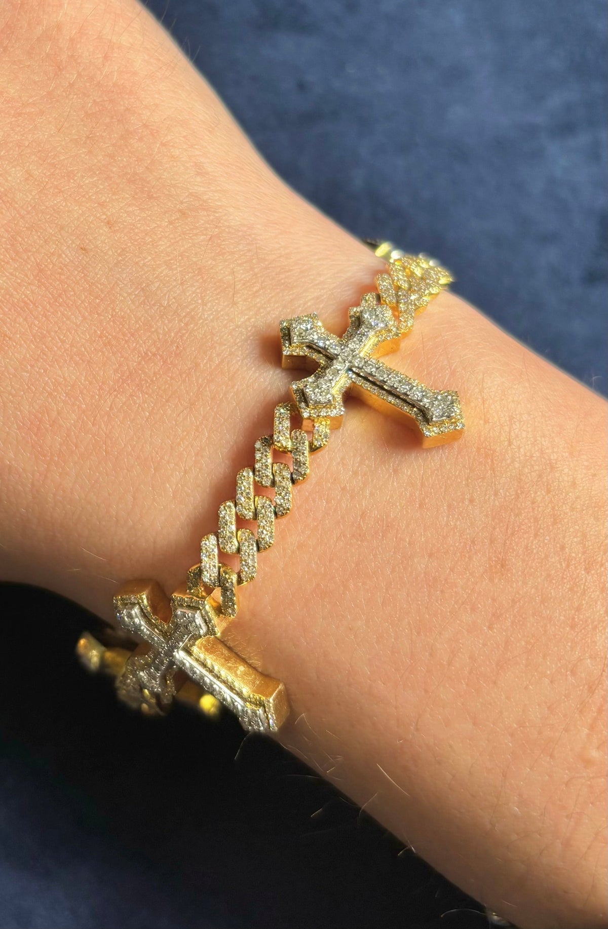 10K Gold Cuban Link Cross Diamond Bracelet - additional product view 3