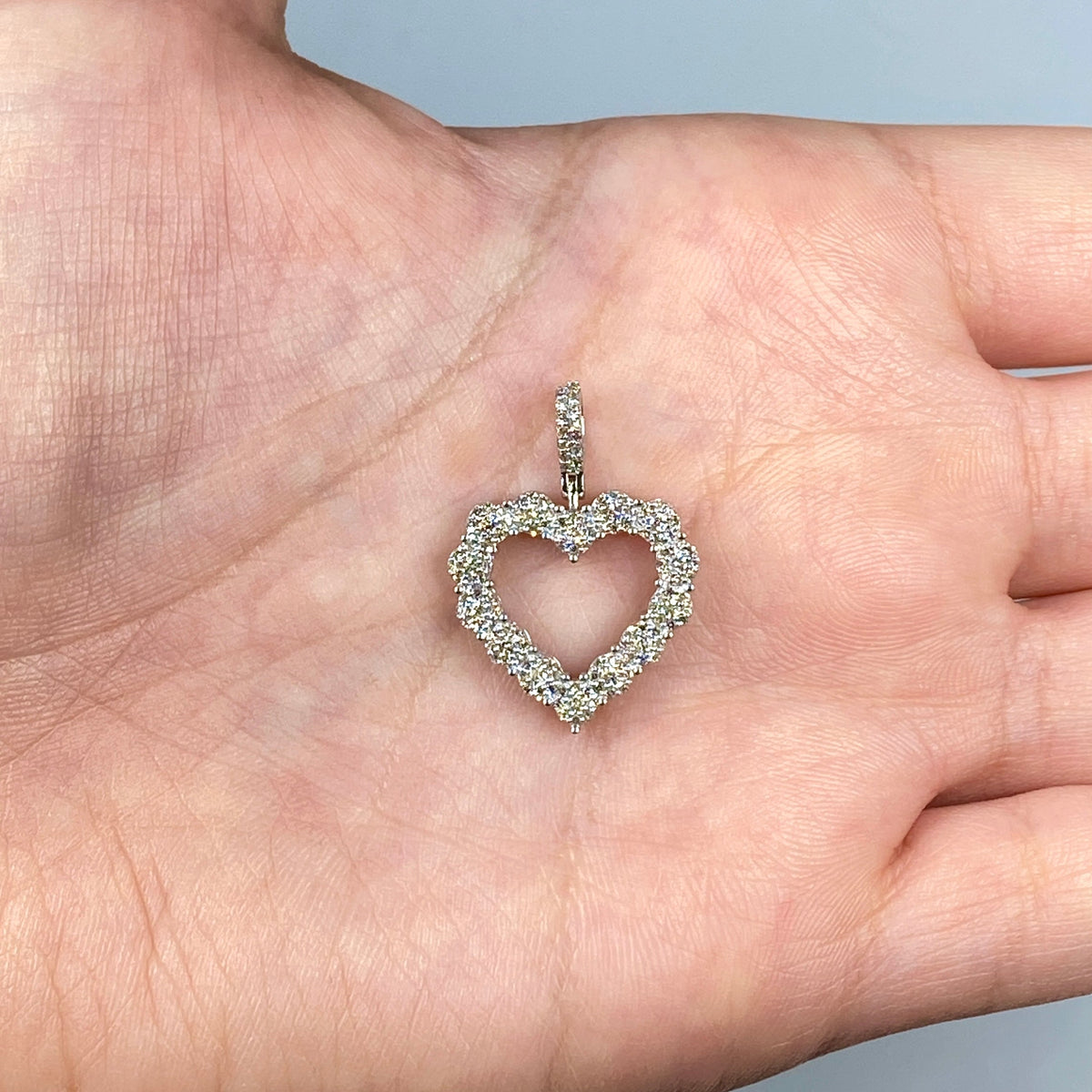 10K Gold/14K Open Heart Diamond Pendant - additional product view 4