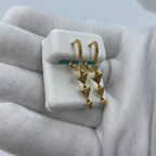 14K Gold Hanging 3-Tier Triangles Dangling Diamond Earrings - additional product view 3