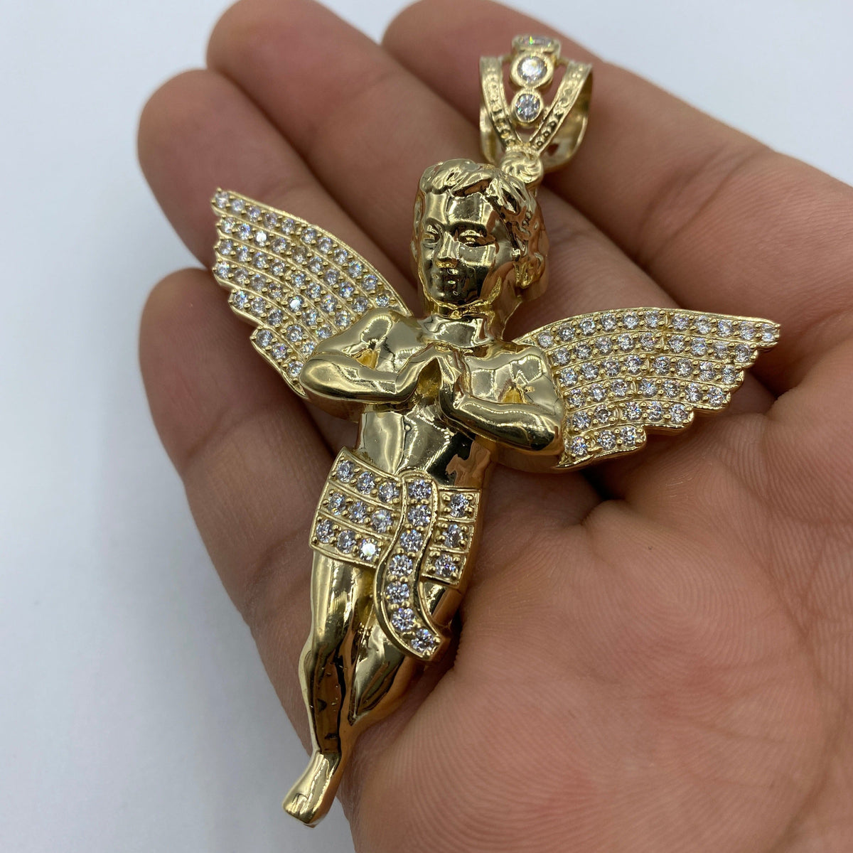 14K Gold Baby Angel Pendant 3.0 in - additional product view 2