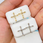 14K Gold Rosalia Cross Diamond Earrings - additional product view 2