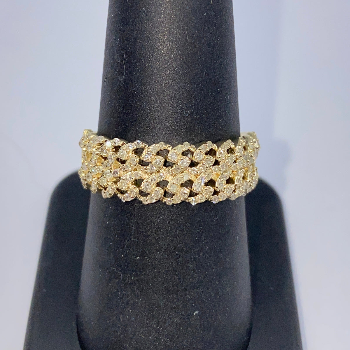 10K Gold Double Monaco Cuban Link Diamond Ring - additional product view 7