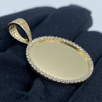 14K Gold Circle Picture Photo CZ Pendant - additional product view 3