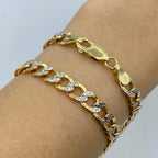 14K Gold 6.5mm Flat Two-Tone Cuban Link Bracelet 7.5–8 in - main product photo