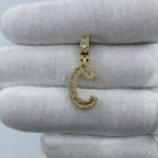 14K Gold Initial C Diamond Baguette Pendant in yellow gold, Small - close-up product photo