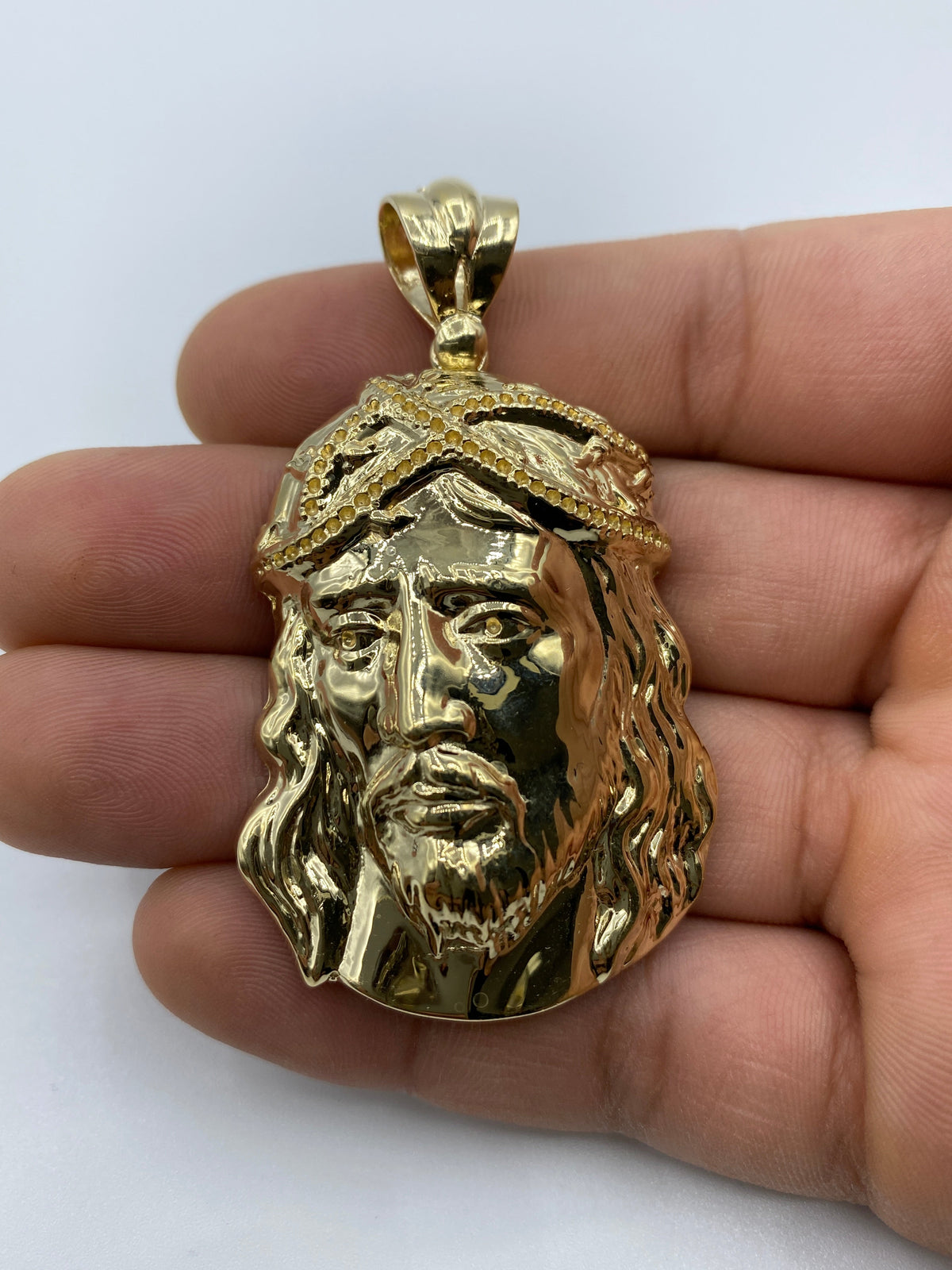 14K Gold Jesus Head Pendant 2.5 in - additional product view 2