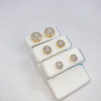 14K Gold Circle Cake Halo Diamond Baguette Earrings - additional product view 3