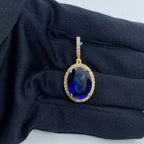 14K Gold Color Stone Diamond Halo Pendant - close-up product photo