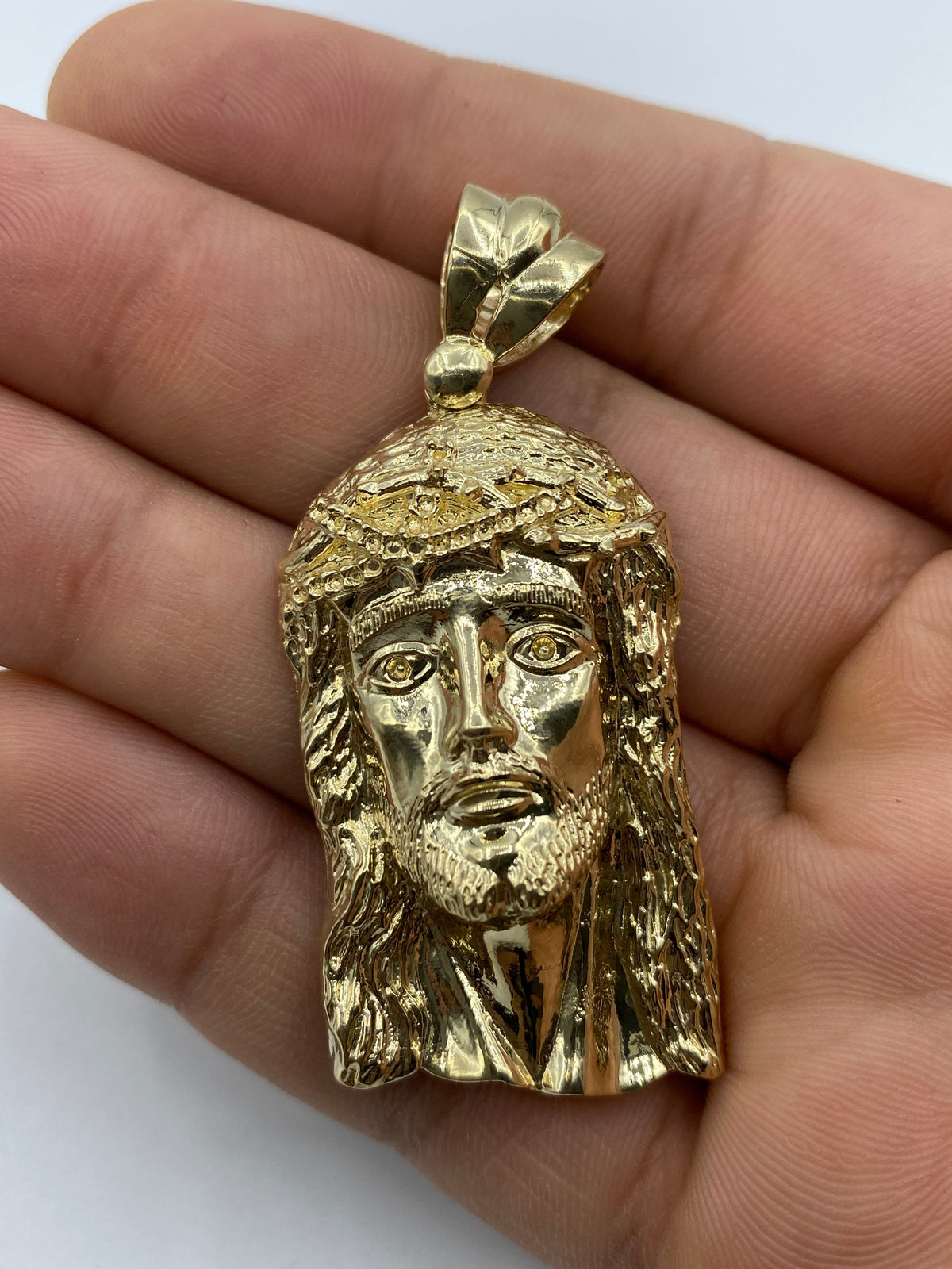 14K Gold Jesus Head Pendant 2.25 in - additional product view 2
