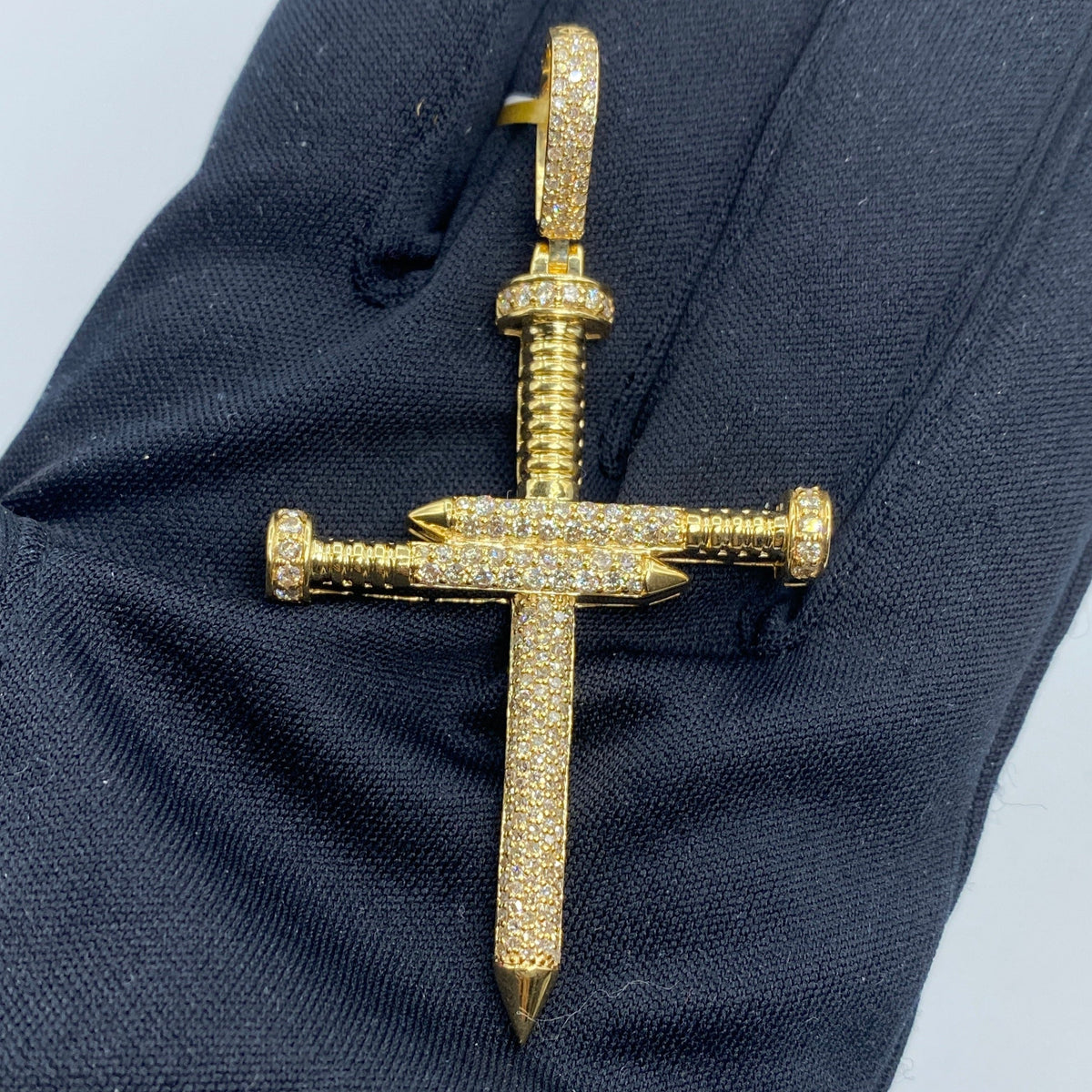 10K Gold Nail Cross Diamond Pendant - additional product view 3