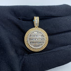 14K Gold Circle Diamond Baguette Pendant - additional product view 2