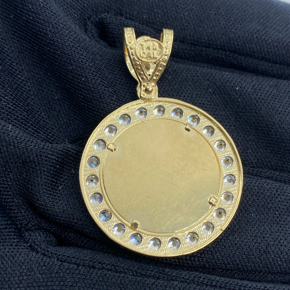 14K Gold Circle Picture Photo CZ Pendant - additional product view 4