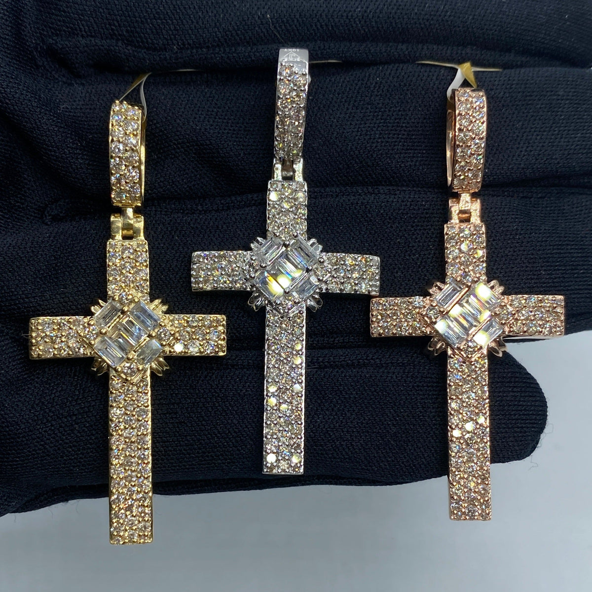10K Gold Cross Diamond Baguette Pendant - additional product view 2