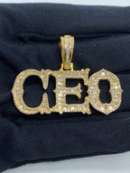 CEO Name Baguette Diamond Pendant in yellow - close-up product photo