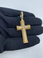 14K Gold Cross Diamond Baguette Pendant - additional product view 3