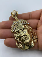 14K Gold Jesus Head Pendant 2.75 in - additional product view 5