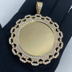 14K Gold Circle CZ Chain Picture Photo Pendant - additional product view 2