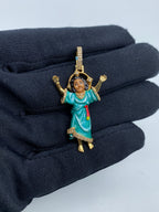 14K Gold Baby Jesus Enamel Diamond Pendant - additional product view 2
