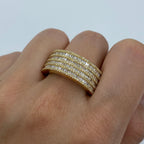 14K Gold Stacked Diamond Baguette Ring in yellow gold - close-up product photo