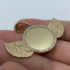 14K Gold Angel Wings Round Picture Pendant - additional product view 3