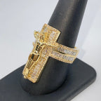 10K Gold Crucify Cross Diamond Baguette Ring - additional product view 7